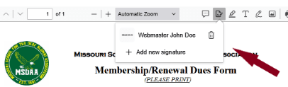 Picture of Can Delete Digital Signature. Location.