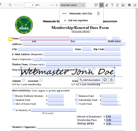 Picture of where the Digital Signature Located.