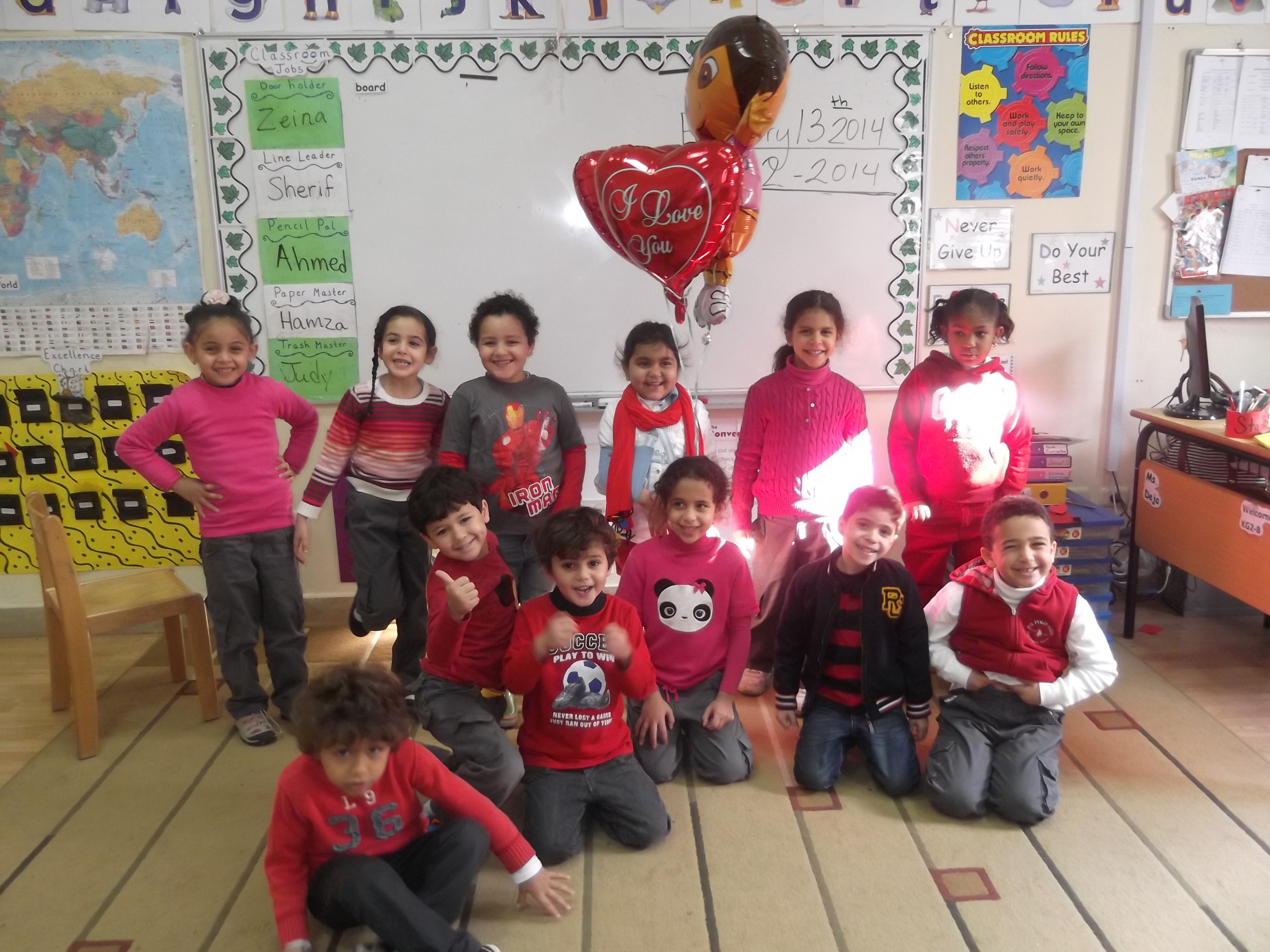 Malika is here and we are all wearing pink or red!