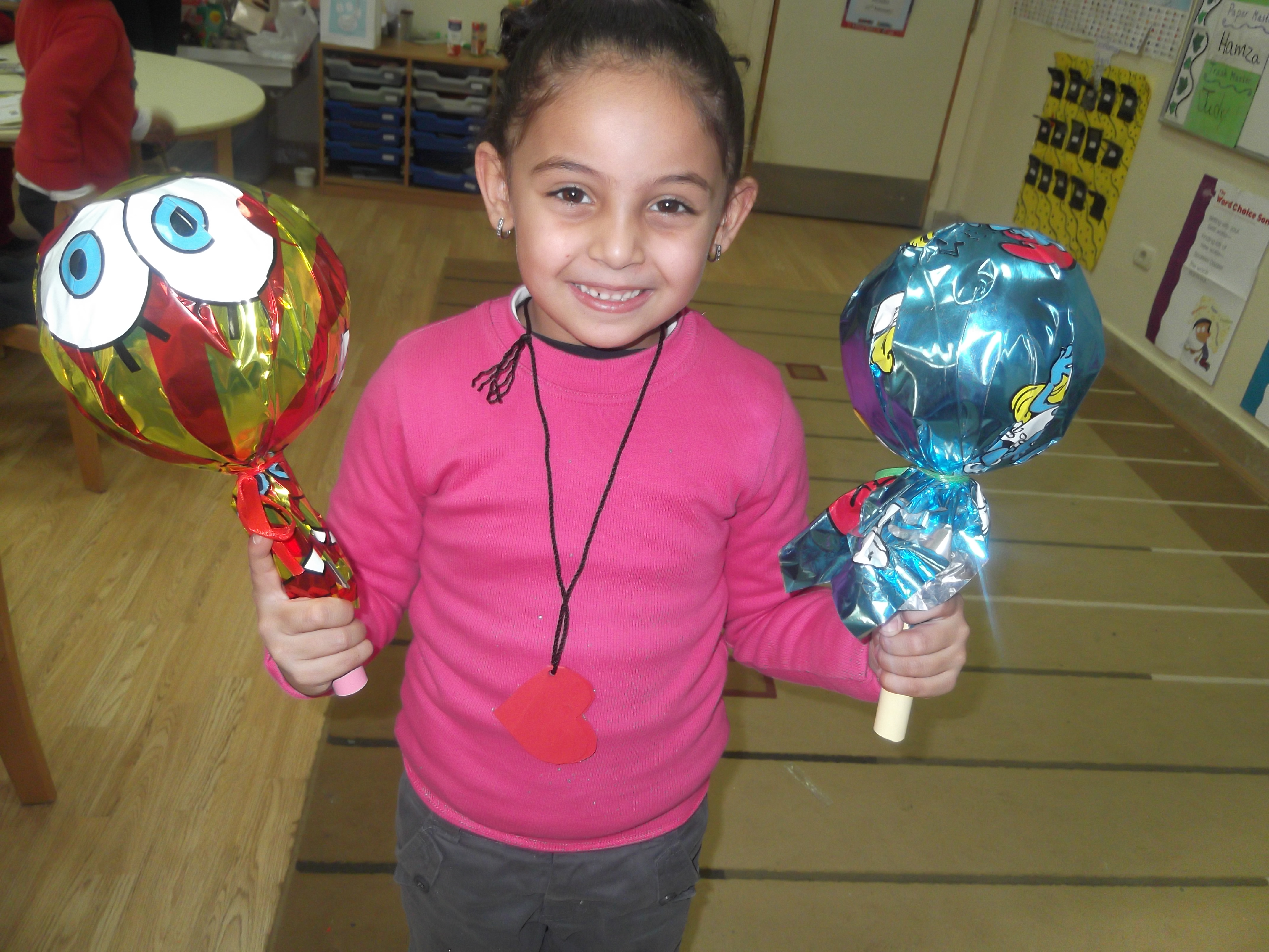 I thought they were real lollipops :) Salma can play the drums