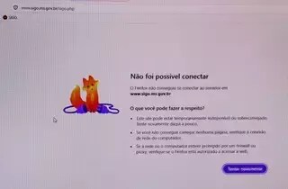 Tela de erro de conexão no servidor do Sigo durante apagão que afeta acesso externo e envio à Justiça