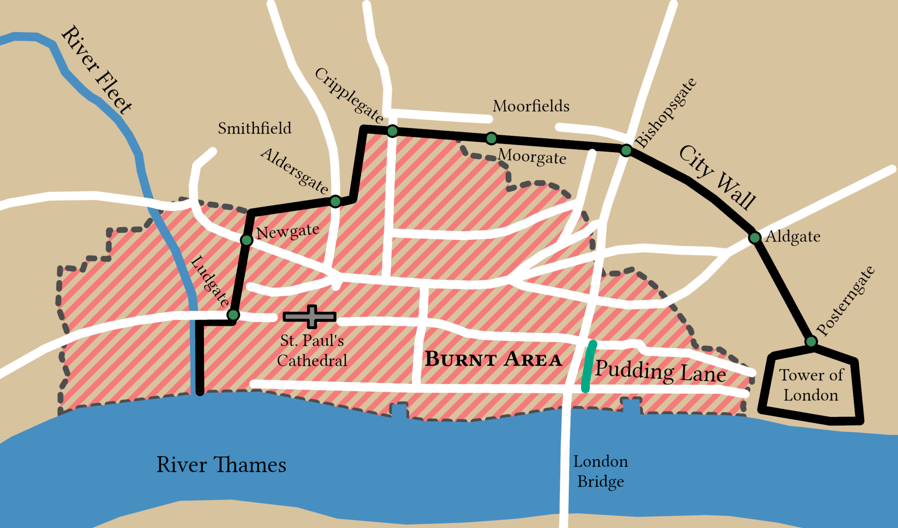 Britain The Great Fire Of London Great Fire Of London Map 