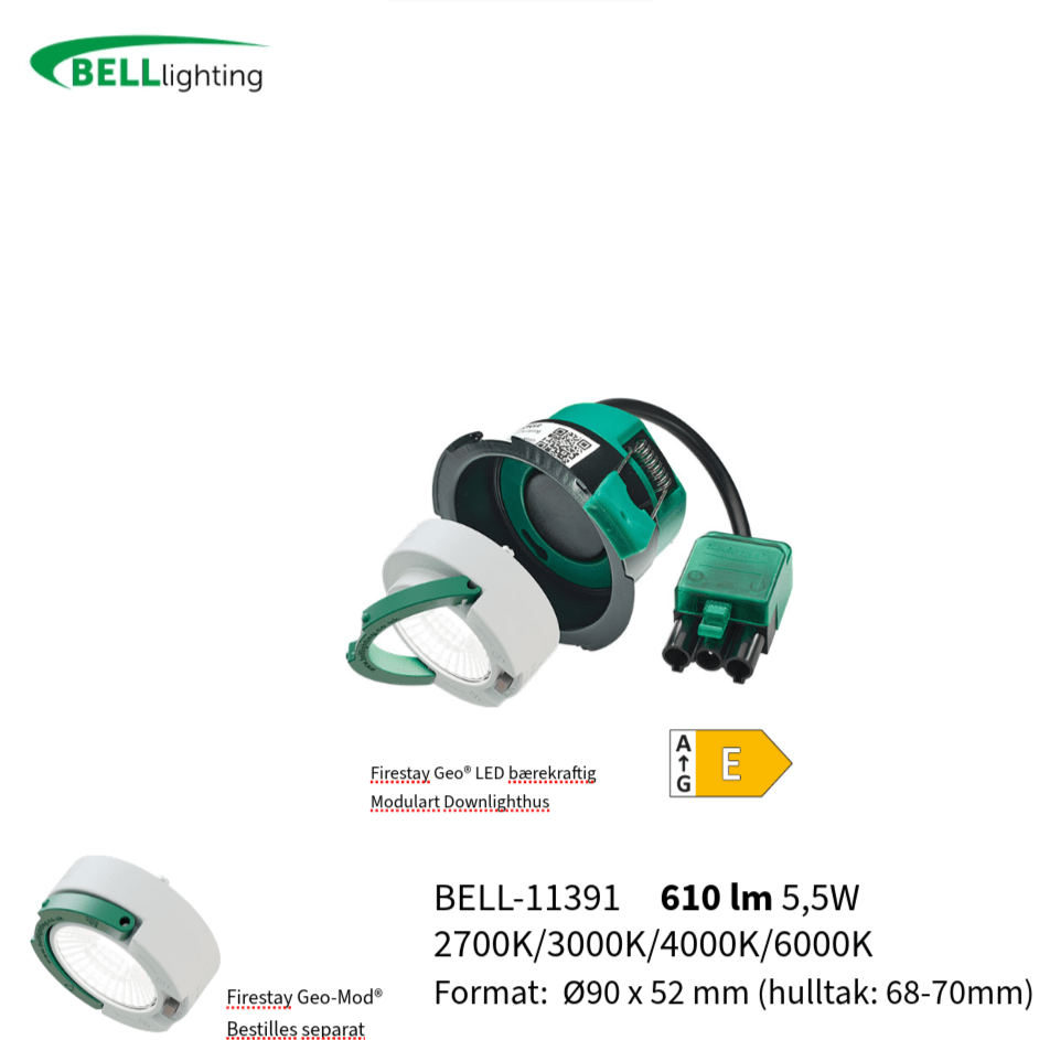 Firestay Geo® LED Bærekraftig Modulær Downlight-Hus uten lyskilde