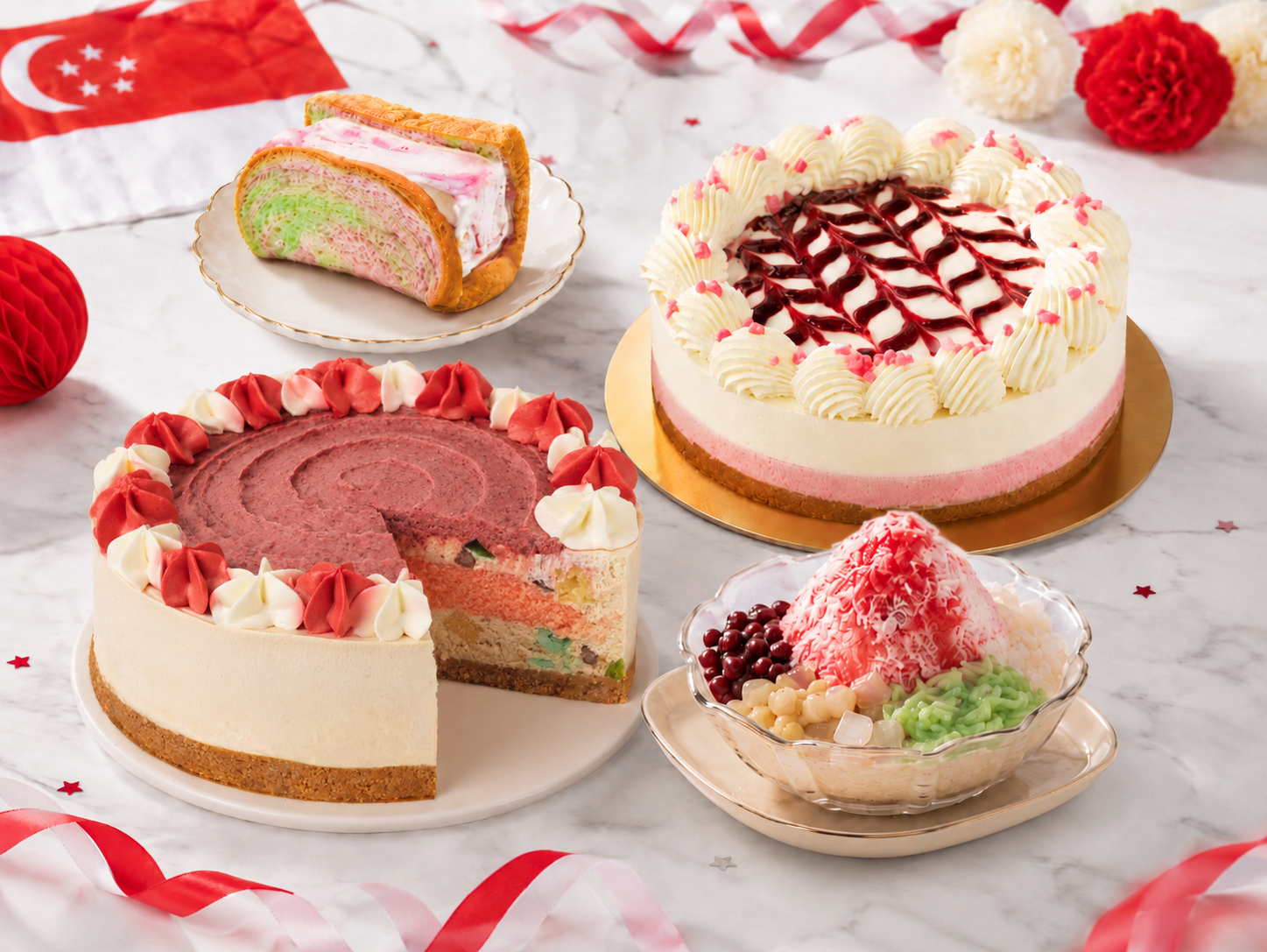 Cat & the Fiddle Launches Ice Kacang & Raspberry Ripple Cheesecakes For Singapore’s 61st Birthday