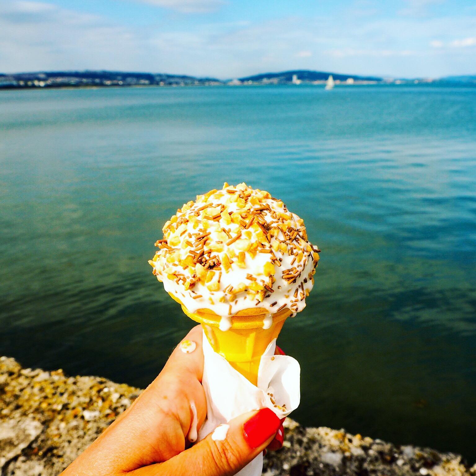An ice cream cone from the iconic Joe's Ice Cream Parlour in the Mumbles, Wales.