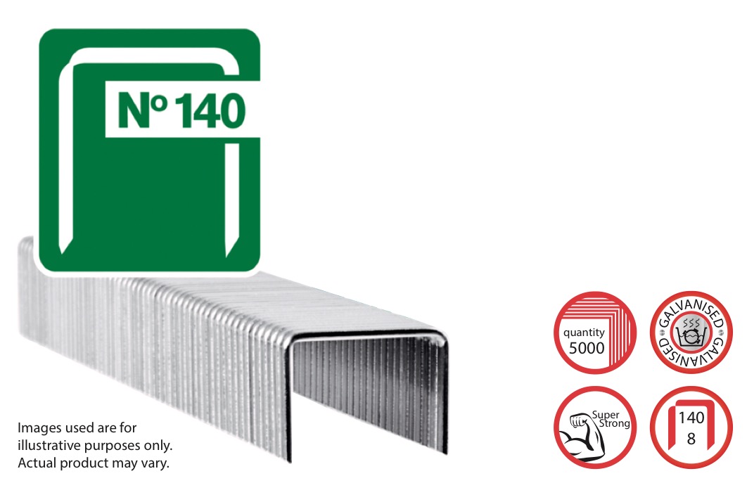 Rapid Staples Hardware 140/8, 5K staples, galvanized
