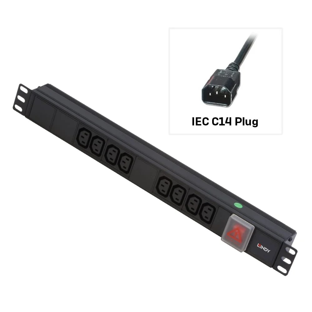 8 Way 1U Horizontal PDU Server Rack Plug