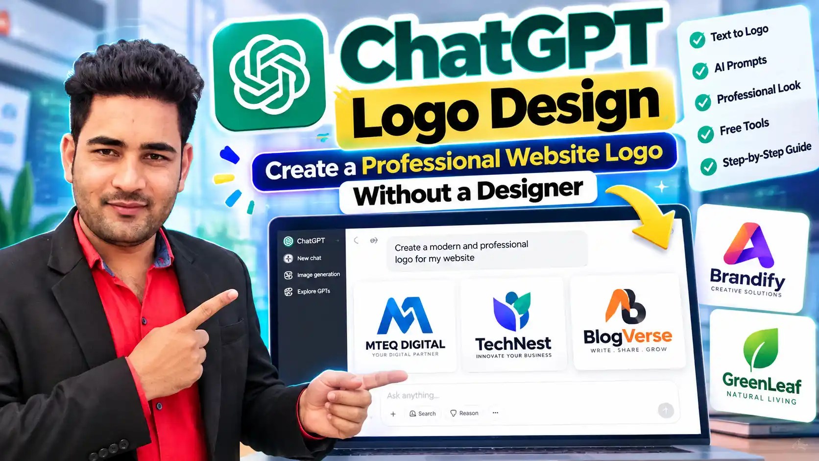 AI की मदद से Professional Website Logo बनाना सीखें
