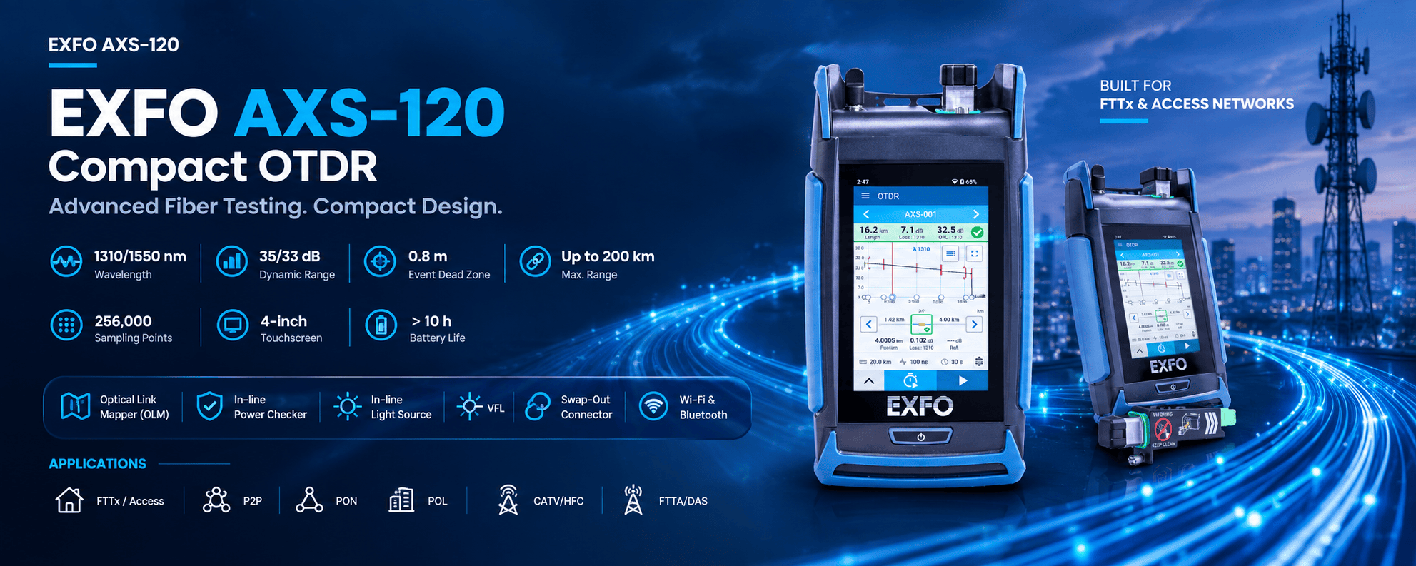 EXFO AXS-120 Compact OTDR Fiber Testing Banner