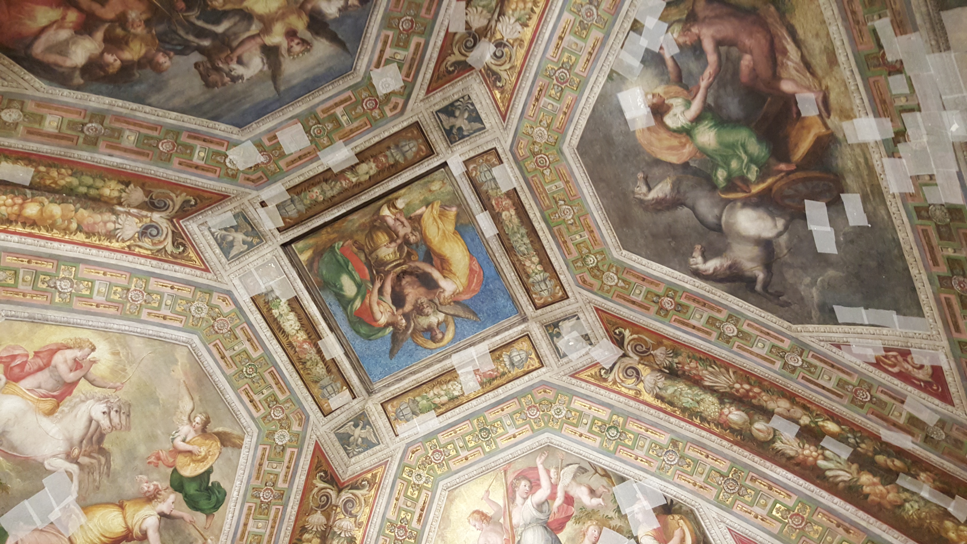 Just some cool frescoes on the ceiling of the Lion Tower of the Castello