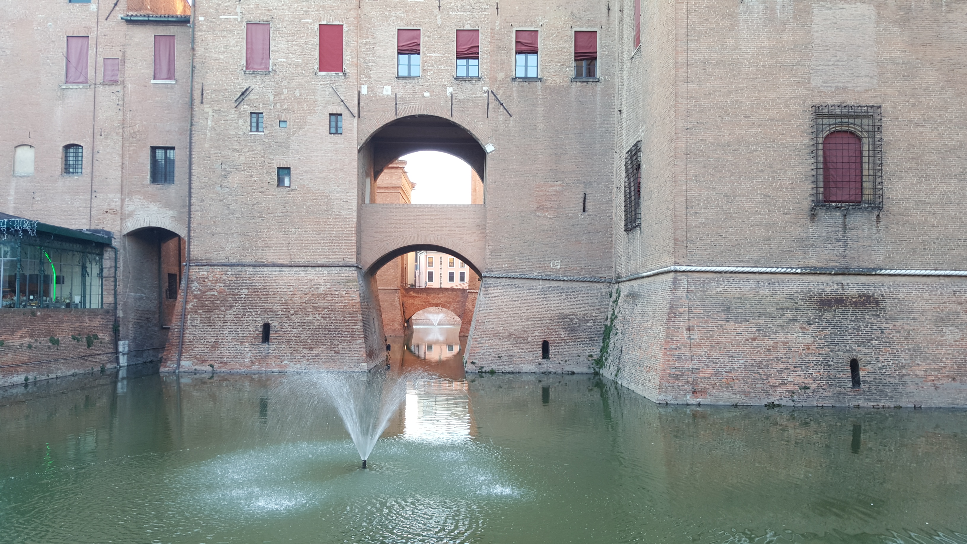 The moat surrounding the Castello Estense