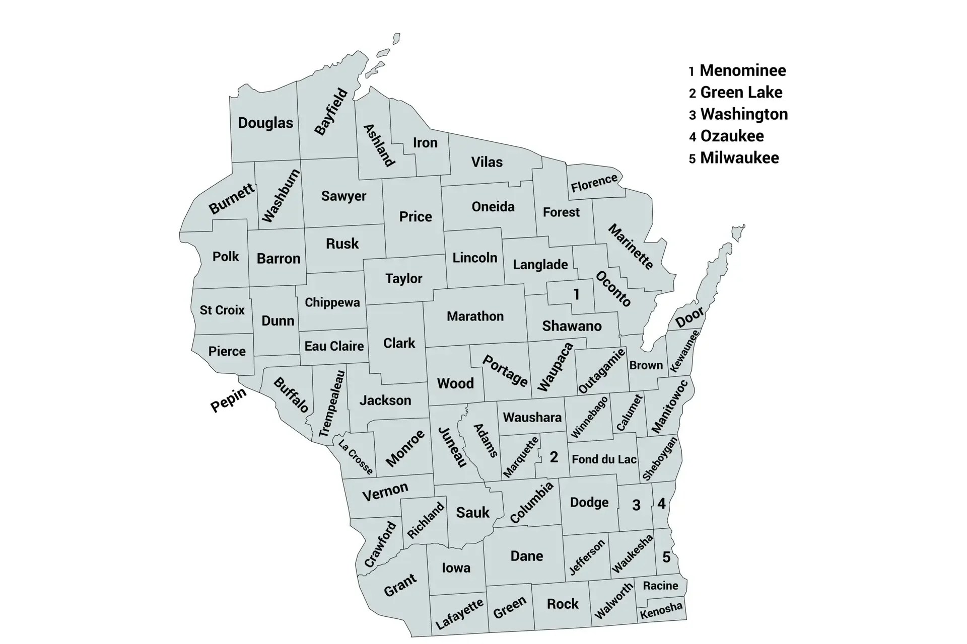 Wisconsin County Map 4 Maps With Cities Interactive PDF Wisconsin Counties Map Scaled