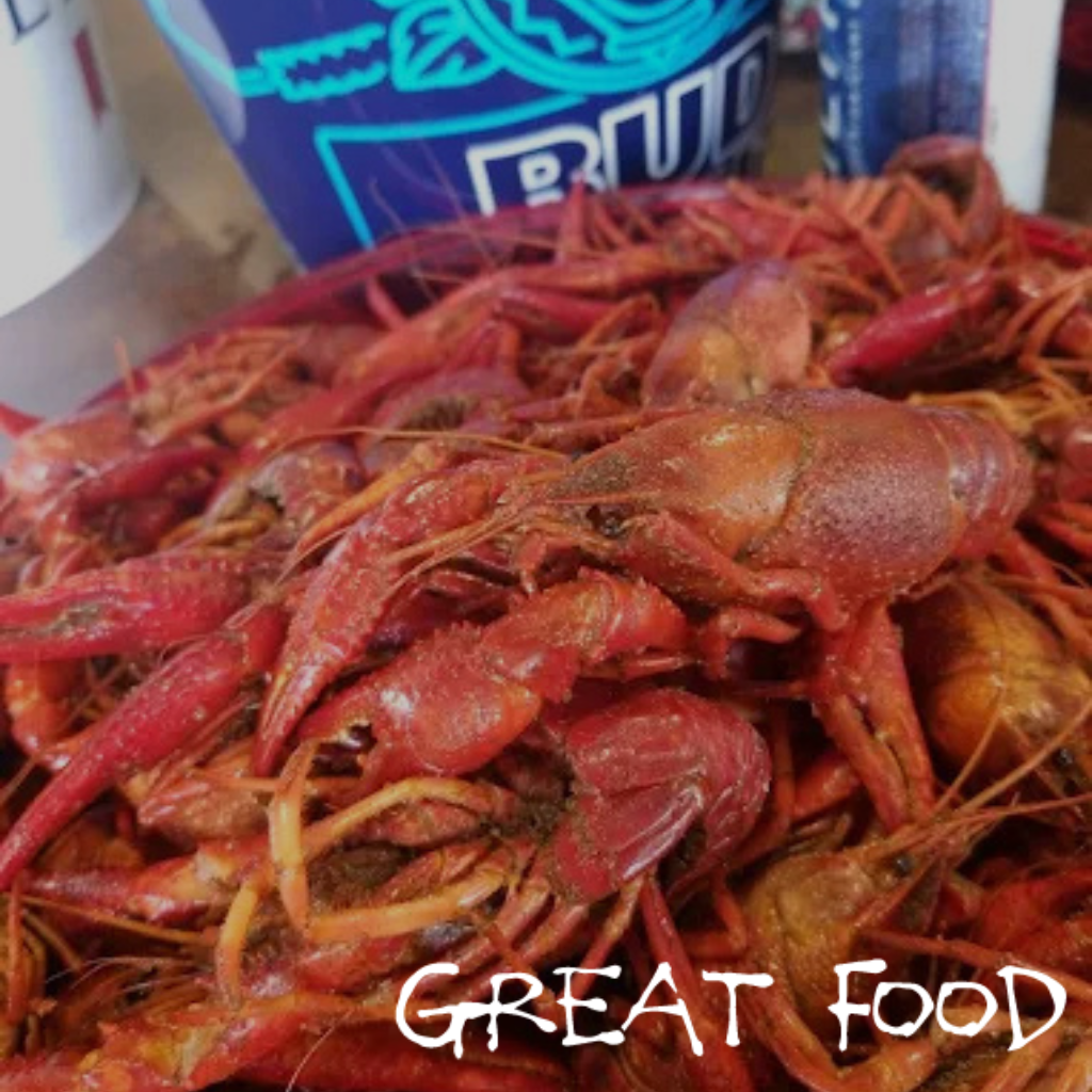 Fresh boiled crawfish seasoned and ready to serve at Mudbugs Crawfish
