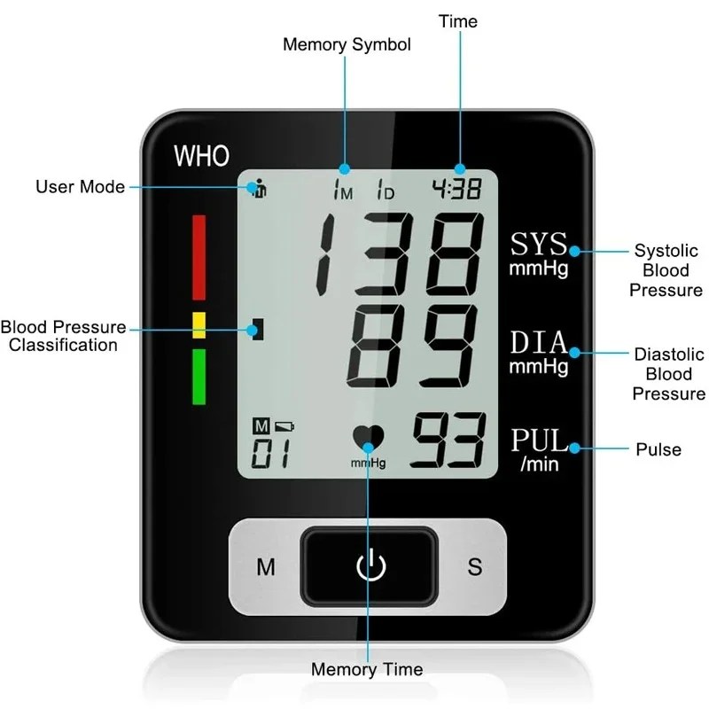 High-Accuracy Medical Blood Pressure Monitor | Digital Wrist Cuff Sphygmomanometer for Precise BP Tracking
