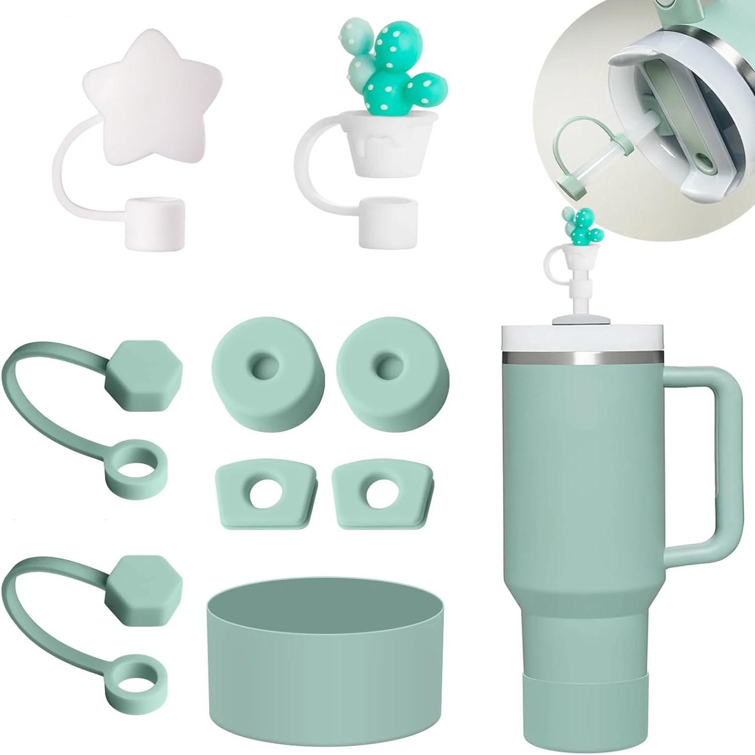 Stanley Cup Tumbler Accessory Kit – 9-Piece Set with Stoppers, Straw Caps, & Boot