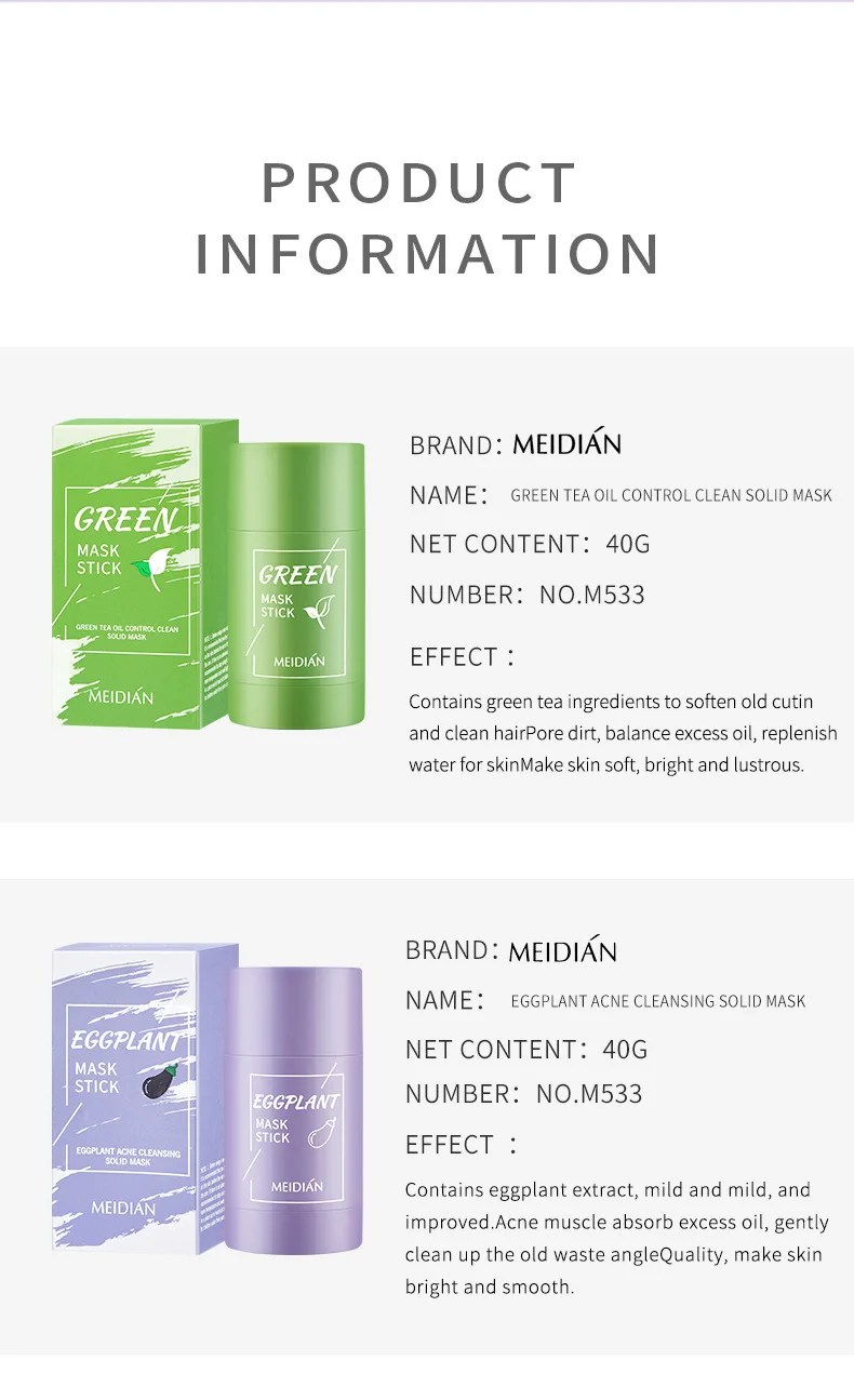 S55aaa9e69b034cf9a2c1d302698843ael.webp 40g Cleansing Green Tea Bar Mask | Cleansing Mud Bar Mask Oil Control | Anti Acne Eggplant Skin Care Whitening Shrinkage Pore