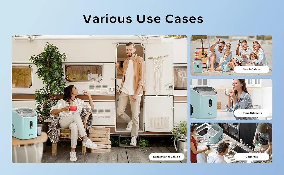 Nugget Countertop Ice Maker | Silonn Chewable Pellet Ice Machine with Self-Cleaning Function - 33lbs/24H