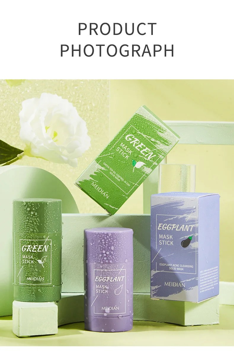 40g Cleansing Green Tea Bar Mask | Cleansing Mud Bar Mask Oil Control | Anti Acne Eggplant Skin Care Whitening Shrinkage Pore