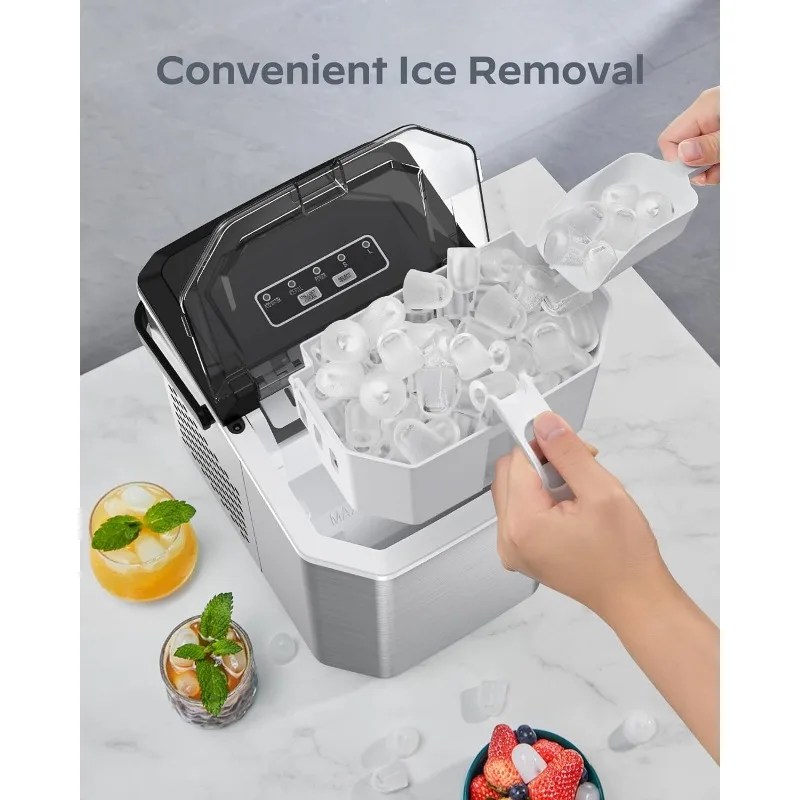 Sda69fea0849444f29c49ab66799b77f7h.webp Silonn Ice Maker Countertop, Stainless Steel Portable Ice Machine with Carry Handle, Self-Cleaning Ice Makers