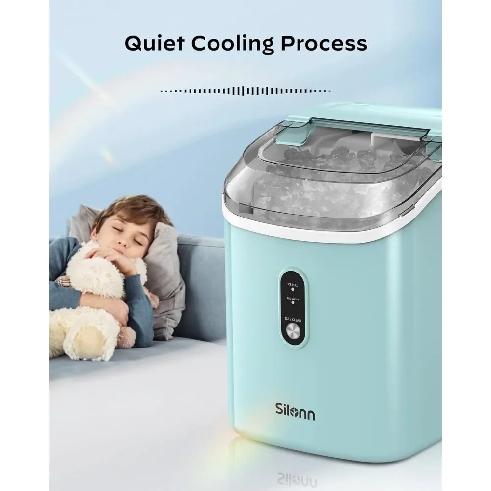 Nugget Countertop Ice Maker | Silonn Chewable Pellet Ice Machine with Self-Cleaning Function - 33lbs/24H