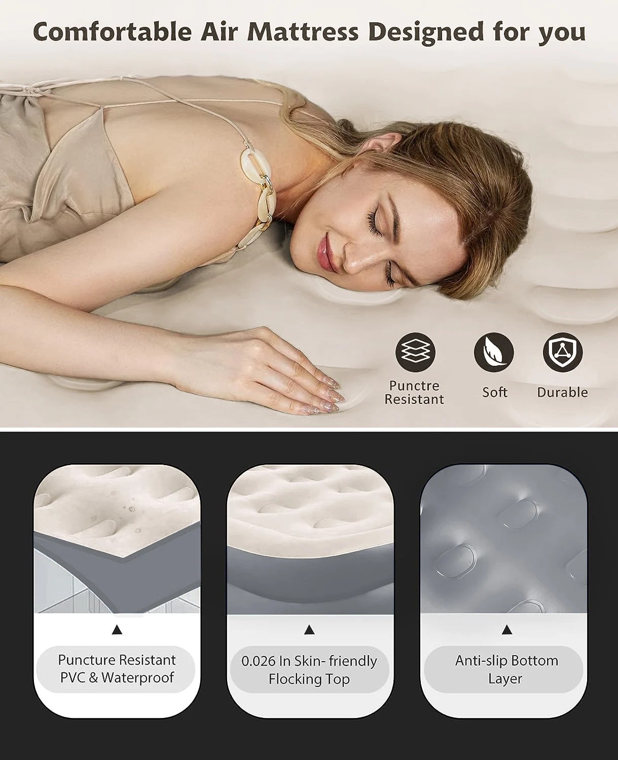 Elevated Air Mattress with Built-In Electric Pump & Pillow – Perfect for Home, Guests & Camping