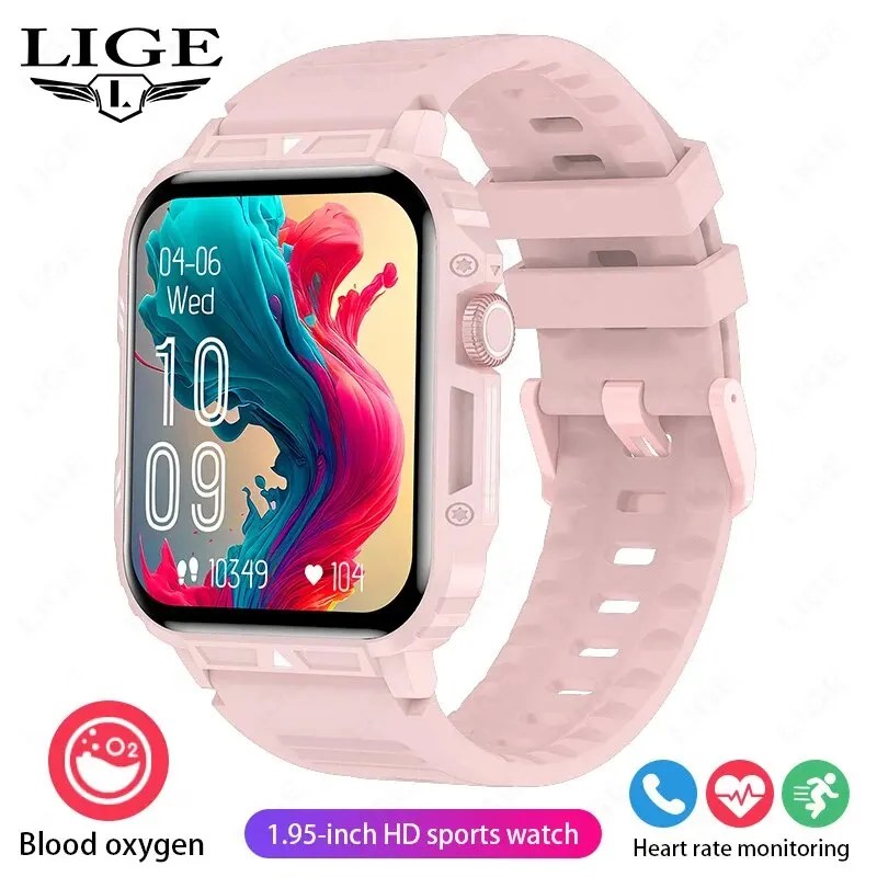 LIGE 1.95” Smartwatch | IP68 Waterproof Health & Fitness Monitor for Men and Women