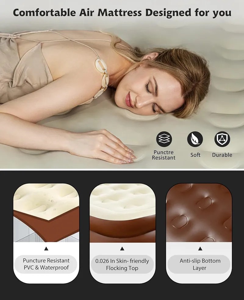 Elevated Air Mattress with Built-In Electric Pump & Pillow – Perfect for Home, Guests & Camping