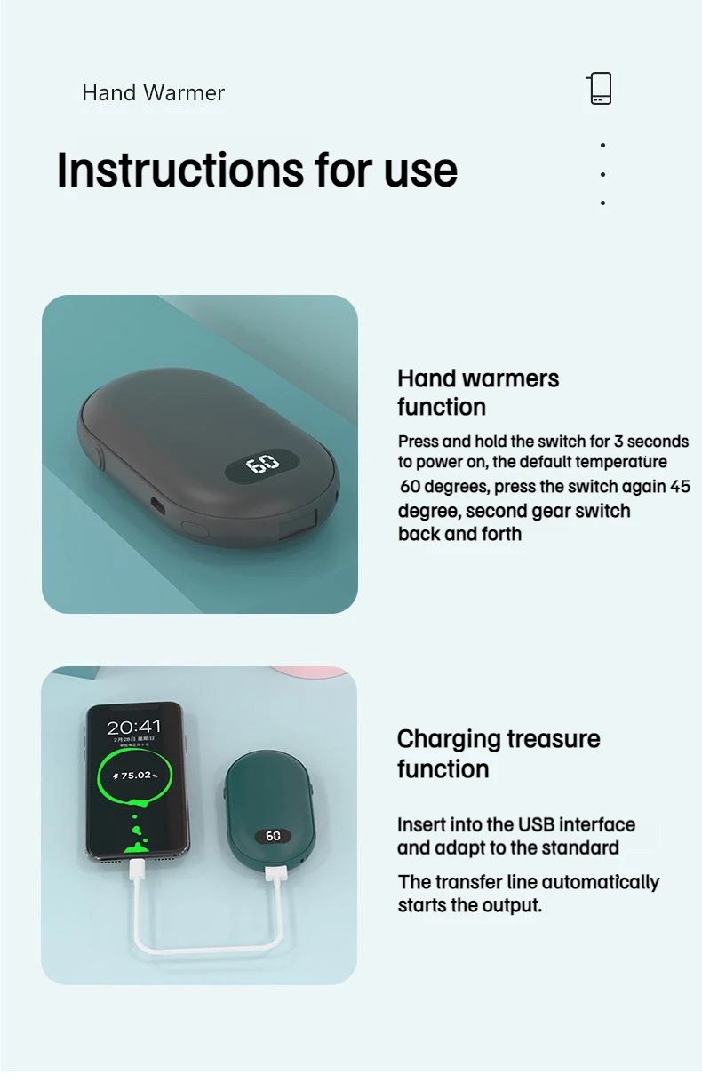 Compact Hand Warmer & Power Bank ‚Äì 2-in-1 USB Rechargeable Winter Essential