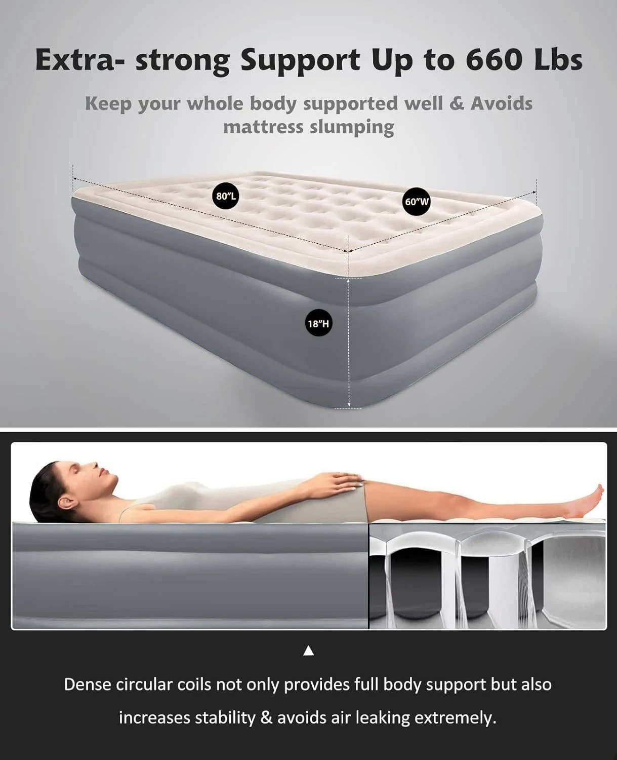 Elevated Air Mattress with Built-In Electric Pump & Pillow – Perfect for Home, Guests & Camping