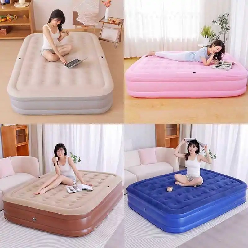 Elevated Air Mattress with Built-In Electric Pump & Pillow – Perfect for Home, Guests & Camping