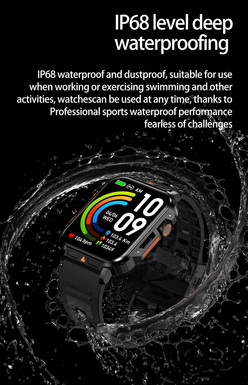 LIGE 1.95” Smartwatch | IP68 Waterproof Health & Fitness Monitor for Men and Women