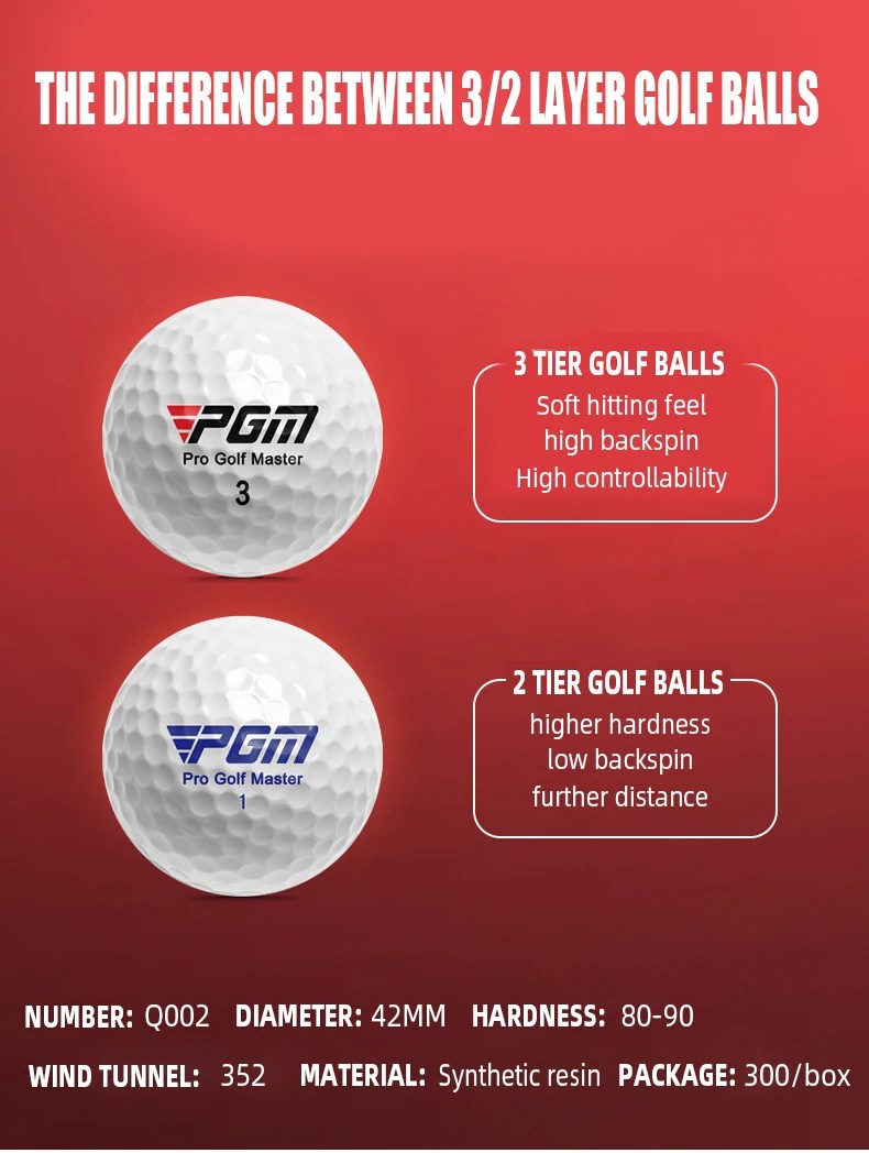 PGM Golf Ball Q002 – 3-Layer High Elasticity Rubber Ball with Superior Backspin