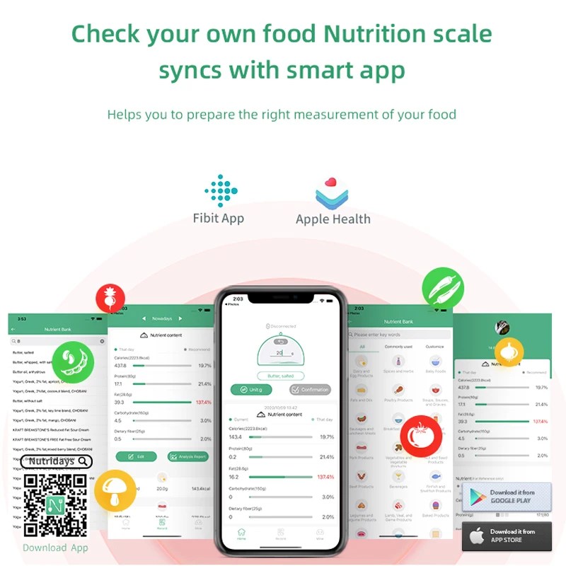 Stainless Steel Digital Kitchen Scale ‚Äì 5kg Capacity with Smart Nutrition Tracking for Baking & Cooking