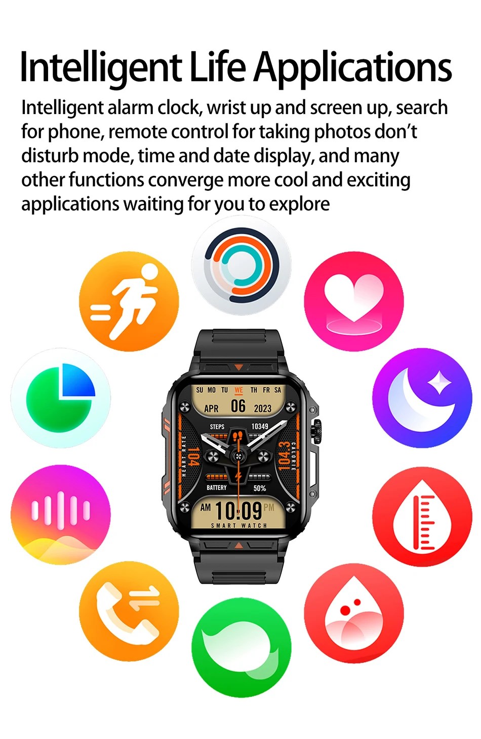 LIGE 1.95” Smartwatch | IP68 Waterproof Health & Fitness Monitor for Men and Women