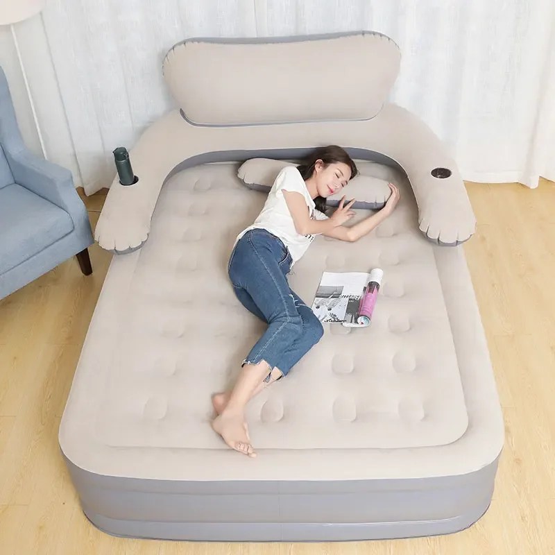 Elevated Air Mattress with Built-In Electric Pump & Pillow – Perfect for Home, Guests & Camping
