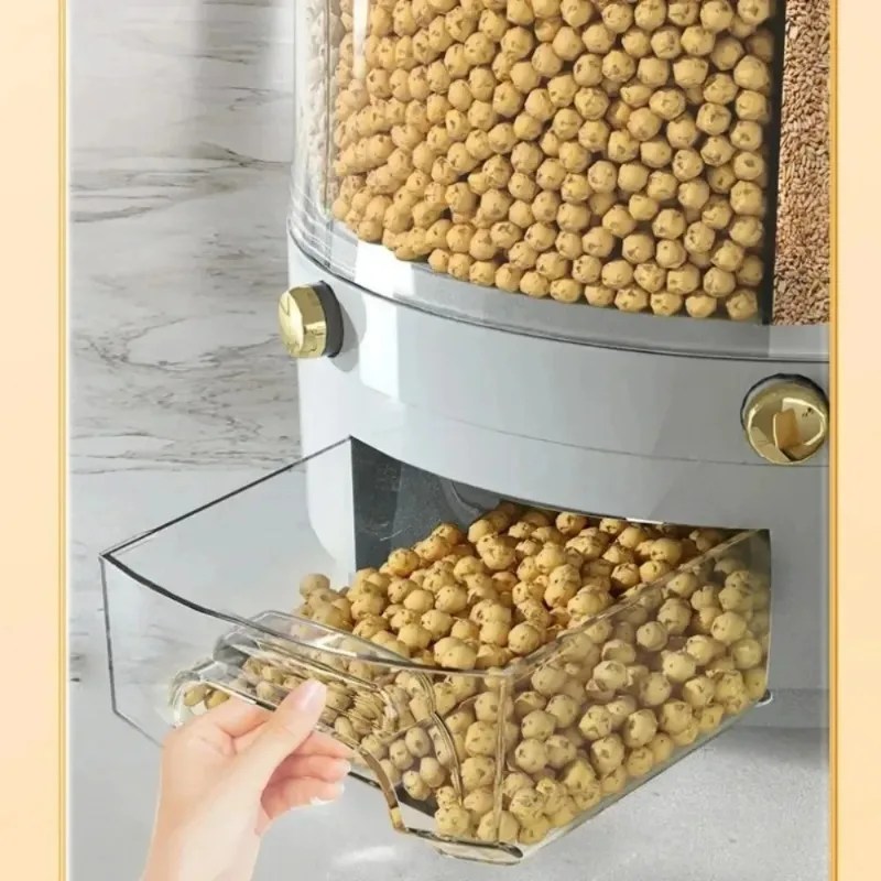 360 Degree Rotating Rice Dispenser Food Container Storage Box