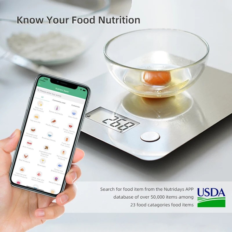 Stainless Steel Digital Kitchen Scale ‚Äì 5kg Capacity with Smart Nutrition Tracking for Baking & Cooking