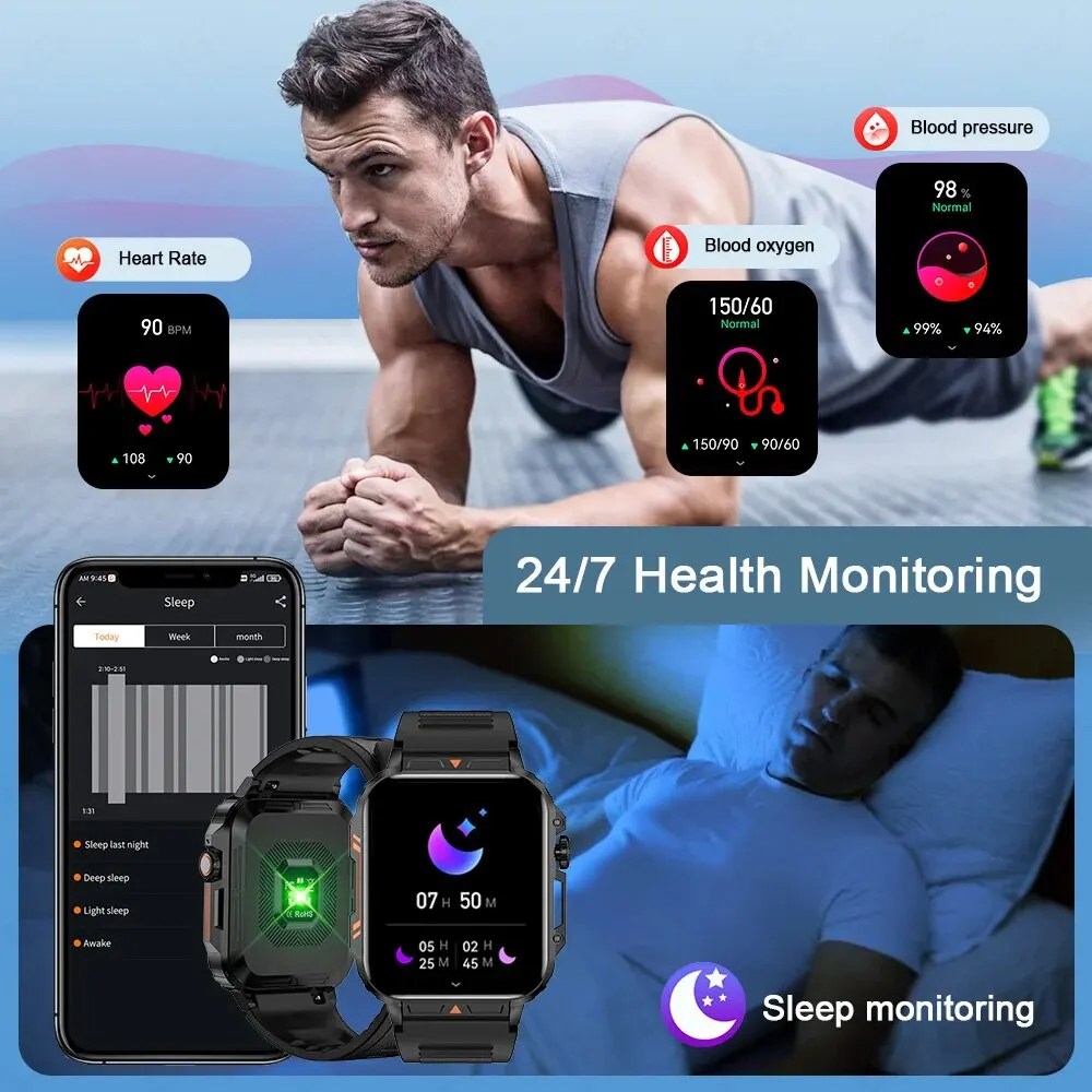 LIGE 1.95” Smartwatch | IP68 Waterproof Health & Fitness Monitor for Men and Women