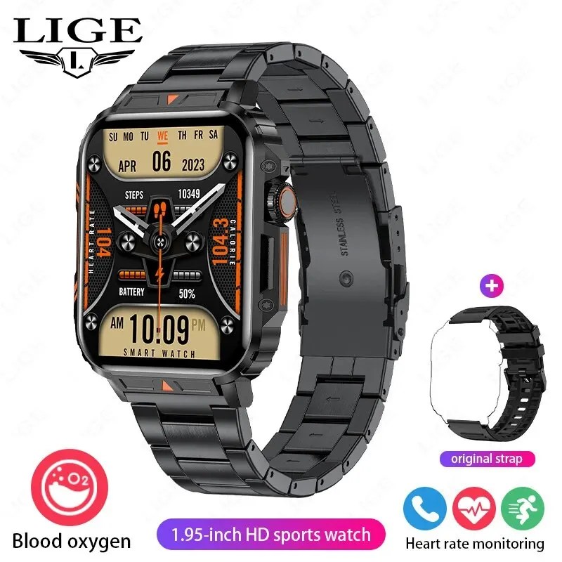 LIGE 1.95” Smartwatch | IP68 Waterproof Health & Fitness Monitor for Men and Women