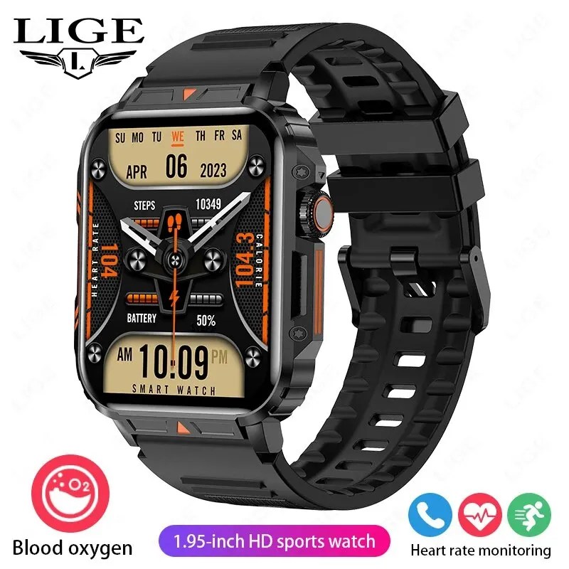 LIGE 1.95” Smartwatch | IP68 Waterproof Health & Fitness Monitor for Men and Women