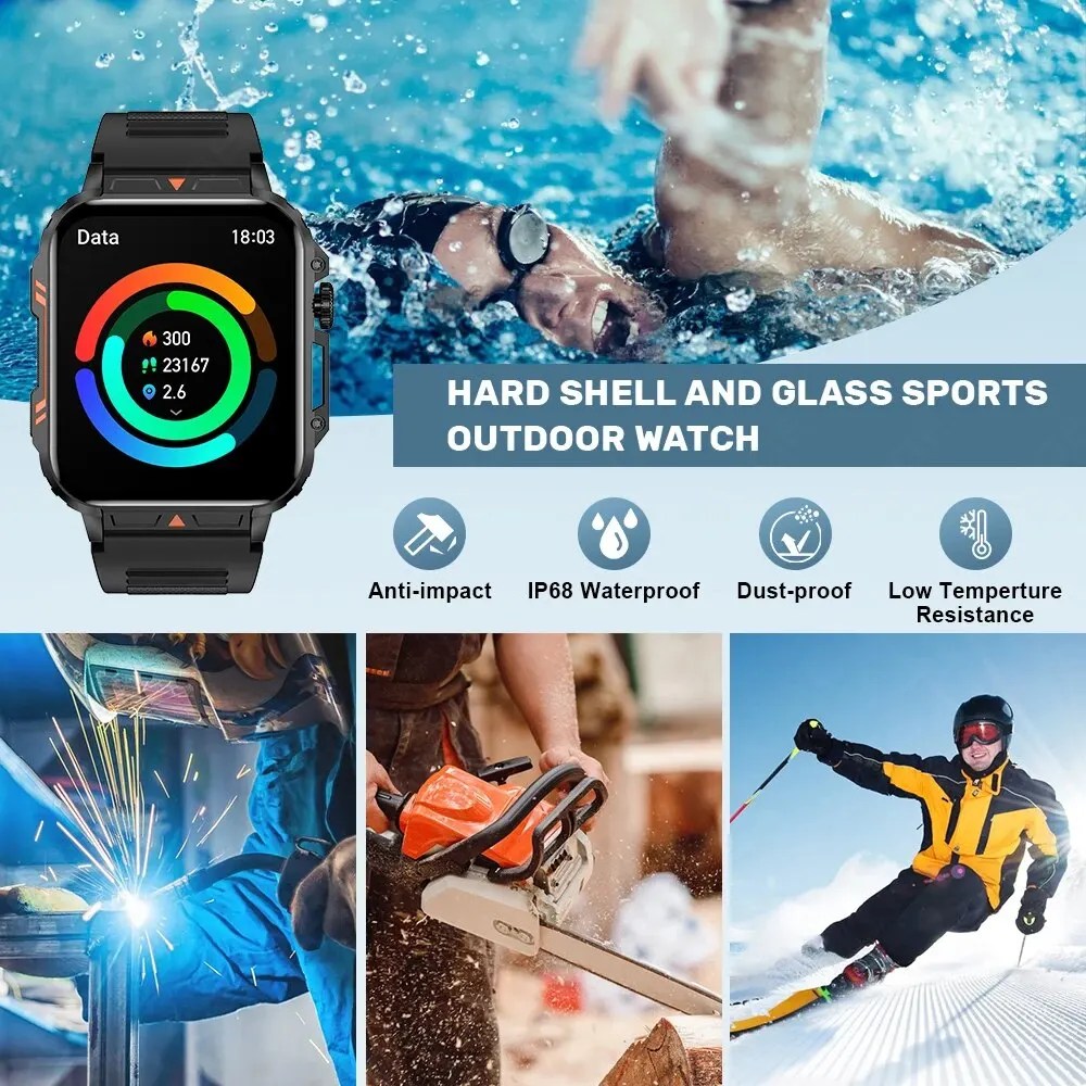 LIGE 1.95” Smartwatch | IP68 Waterproof Health & Fitness Monitor for Men and Women