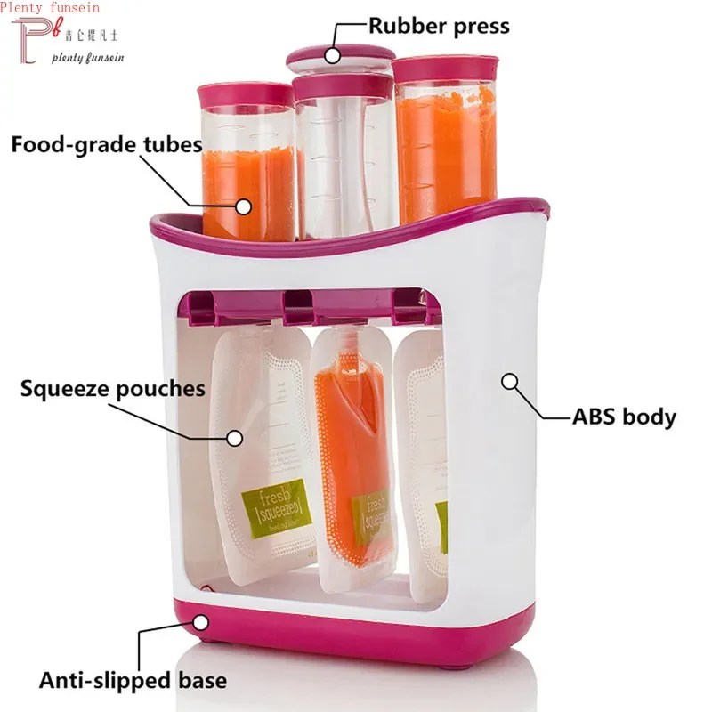 Baby Food Squeeze Station Set | Easy Fruit Puree Maker & Storage Organizer for Kids