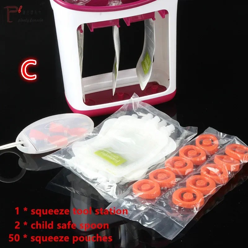 Baby Food Squeeze Station Set | Easy Fruit Puree Maker & Storage Organizer for Kids