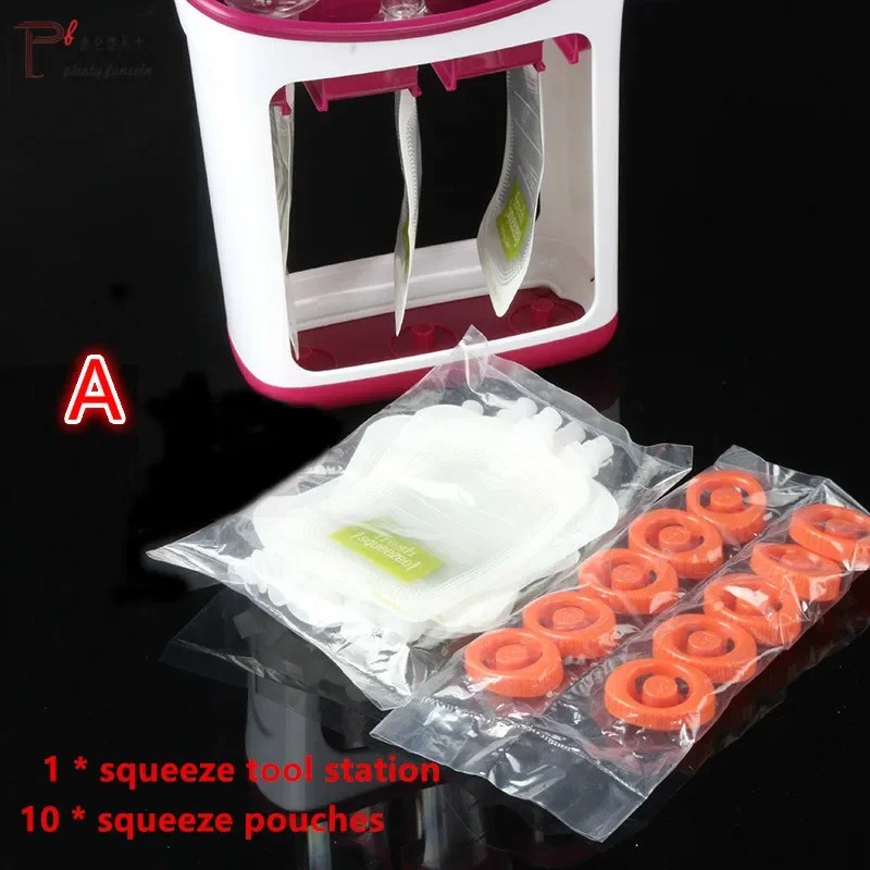 Baby Food Squeeze Station Set | Easy Fruit Puree Maker & Storage Organizer for Kids