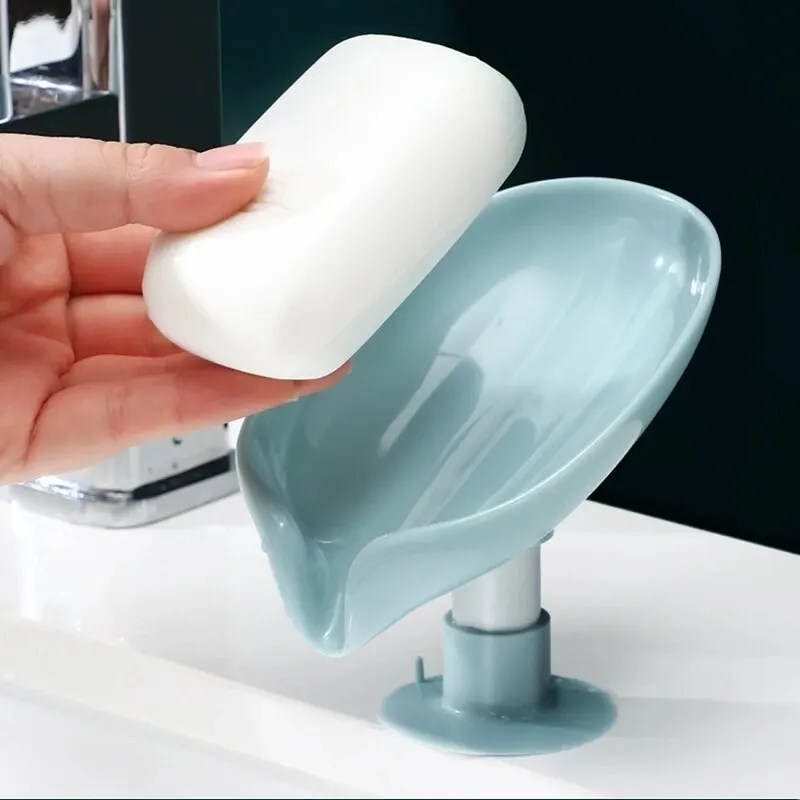 2pcs Leaf Shape Drain Soap Holder | Suction Cup Tray for Shower, Kitchen & Bathroom