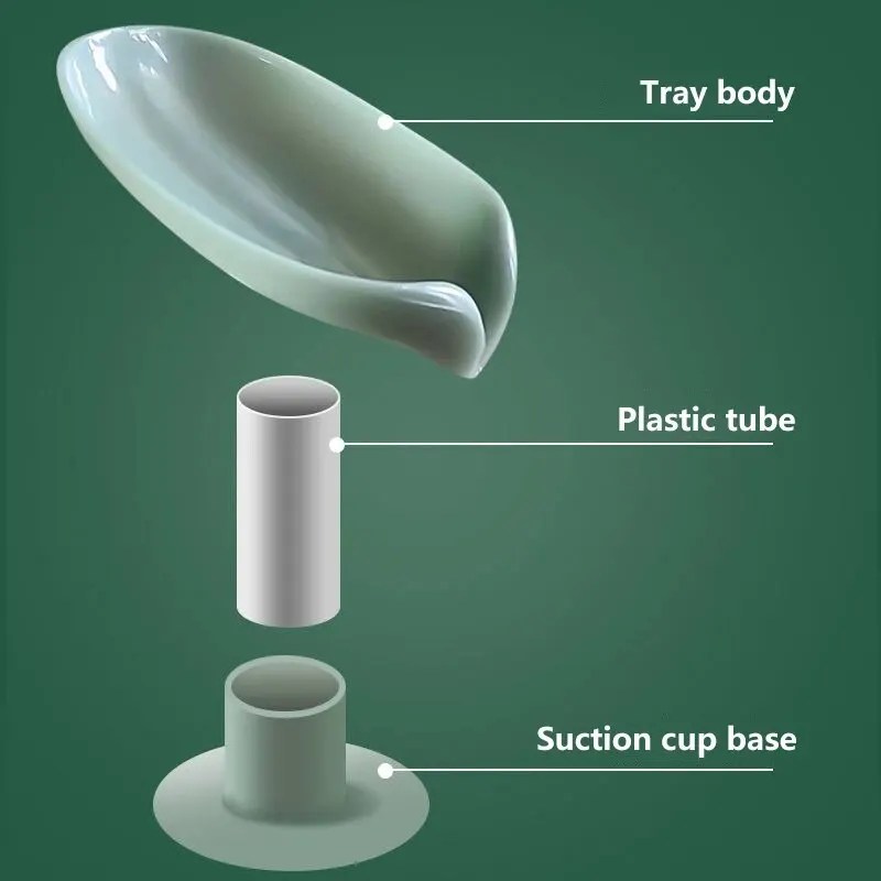 2pcs Leaf Shape Drain Soap Holder | Suction Cup Tray for Shower, Kitchen & Bathroom
