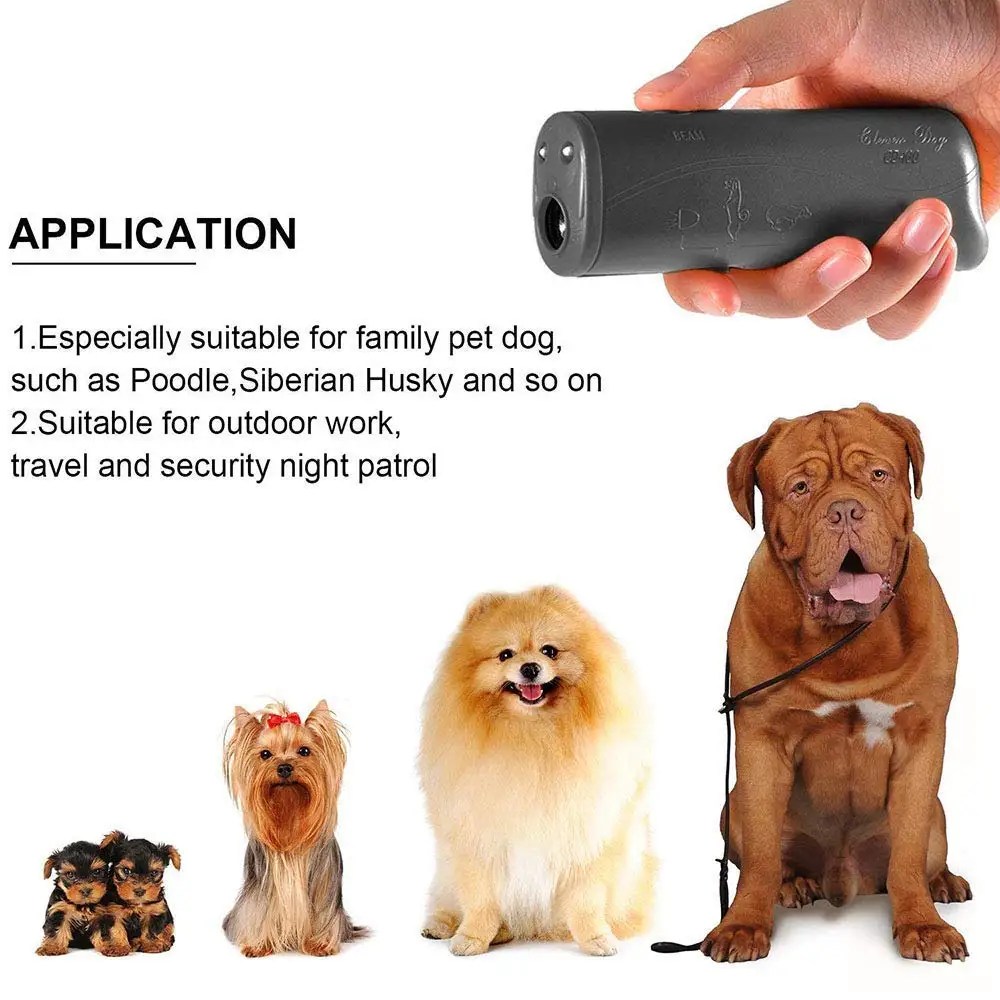 3-in-1 Ultrasonic Dog Repeller & Trainer - Anti-Bark Device with Flashlight for Outdoor Training