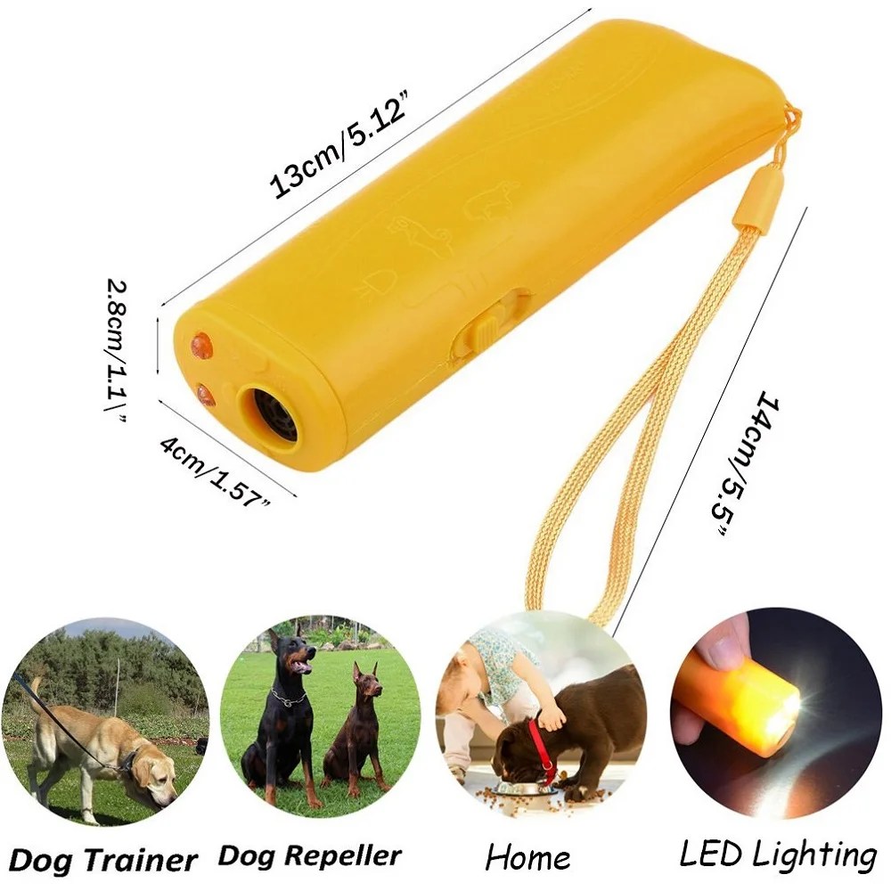 3-in-1 Ultrasonic Dog Repeller & Trainer - Anti-Bark Device with Flashlight for Outdoor Training
