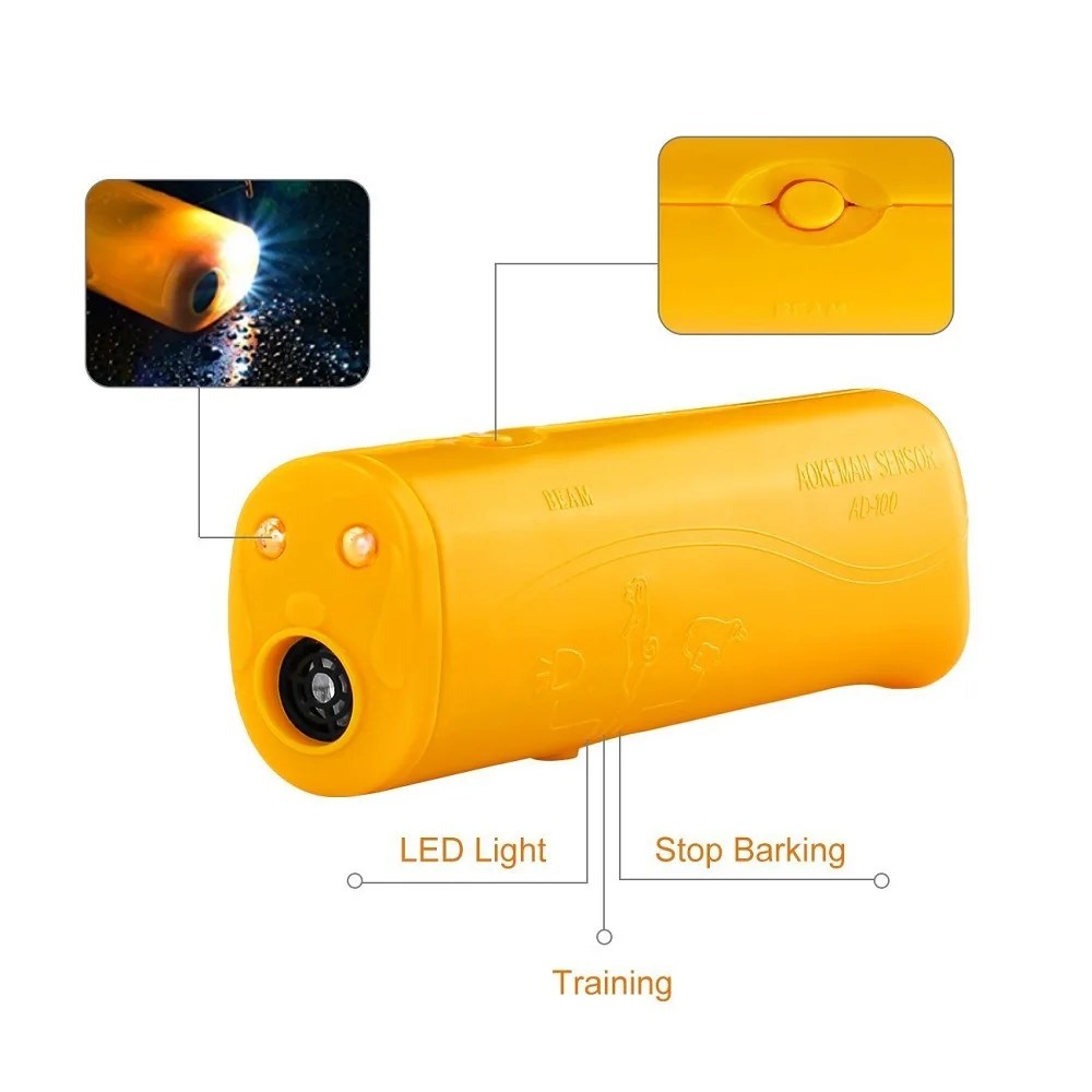 Sefb74f7f85ec4d1cb5547bea1adb3729n.webp 3-in-1 Ultrasonic Dog Repeller & Trainer - Anti-Bark Device with Flashlight for Outdoor Training