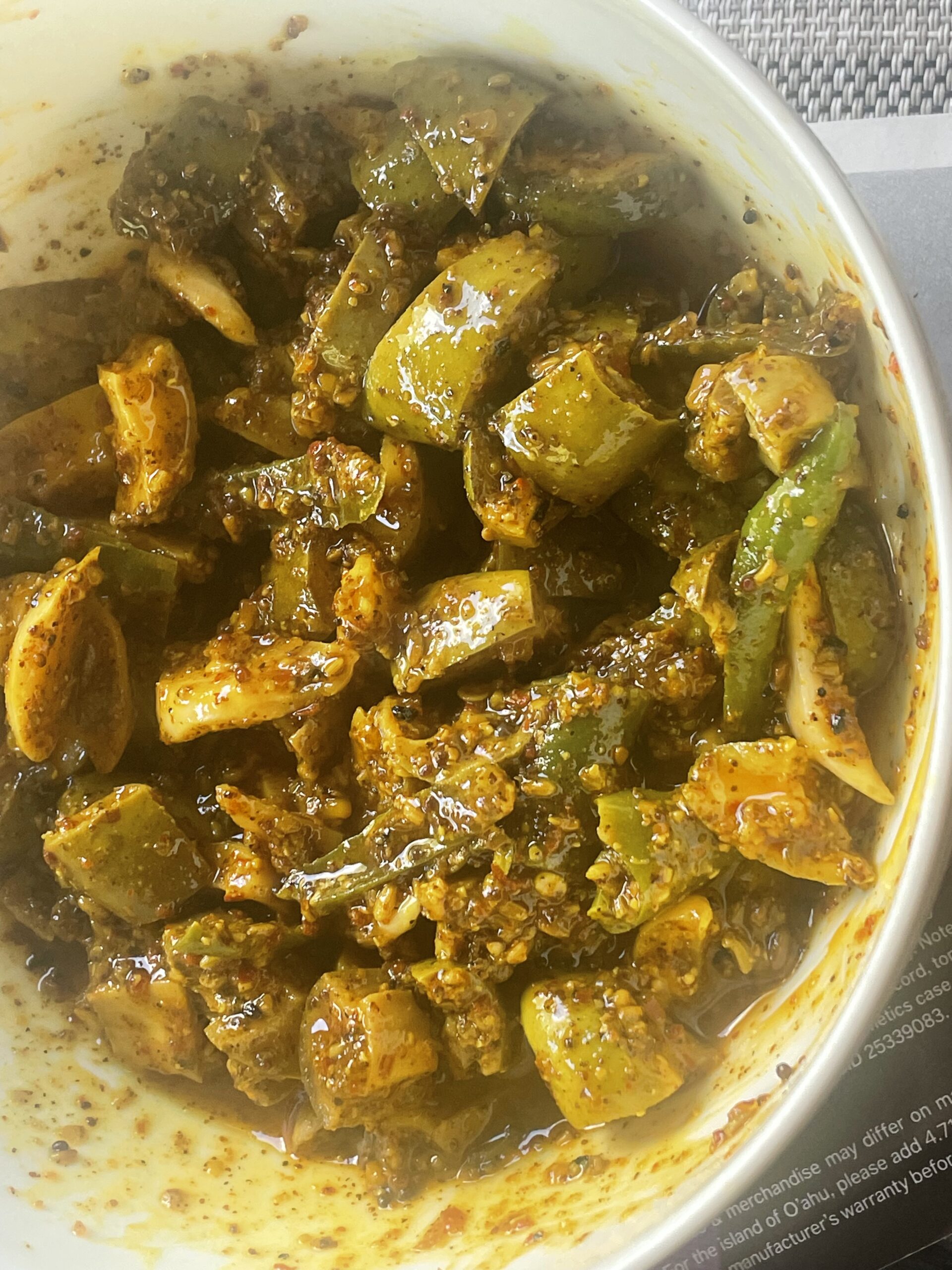 Green Mango Pickle With Garlic And Green Chili